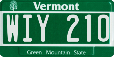 VT license plate WIY210