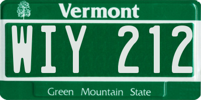 VT license plate WIY212