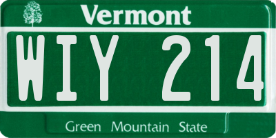 VT license plate WIY214