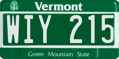 VT license plate WIY215