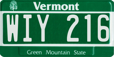 VT license plate WIY216