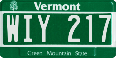 VT license plate WIY217
