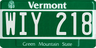 VT license plate WIY218