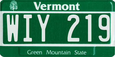 VT license plate WIY219
