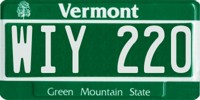 VT license plate WIY220