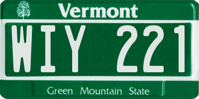 VT license plate WIY221
