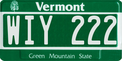 VT license plate WIY222