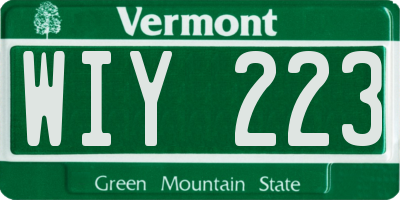 VT license plate WIY223