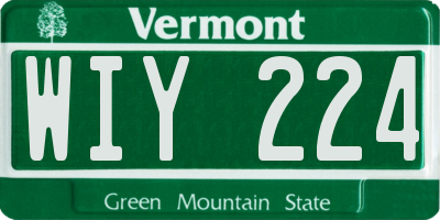 VT license plate WIY224
