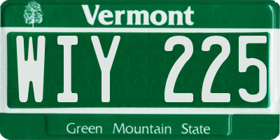 VT license plate WIY225