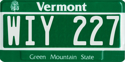 VT license plate WIY227