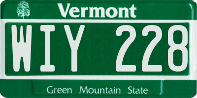 VT license plate WIY228