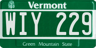 VT license plate WIY229
