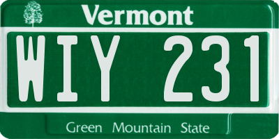 VT license plate WIY231