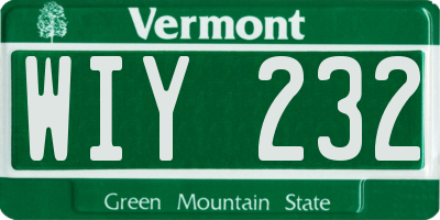 VT license plate WIY232