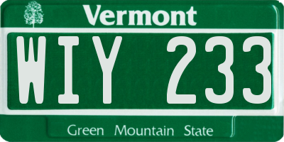 VT license plate WIY233