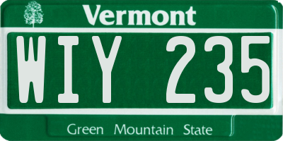VT license plate WIY235