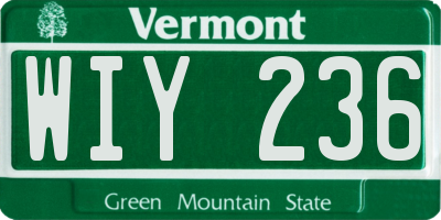 VT license plate WIY236