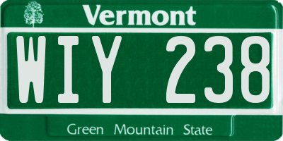 VT license plate WIY238