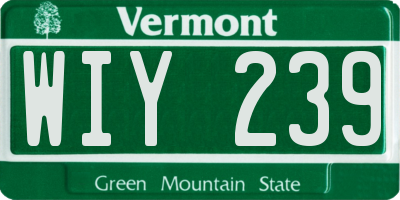 VT license plate WIY239