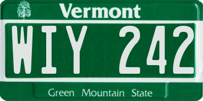 VT license plate WIY242