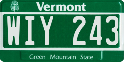 VT license plate WIY243