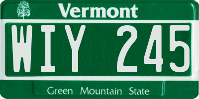 VT license plate WIY245