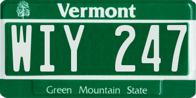 VT license plate WIY247