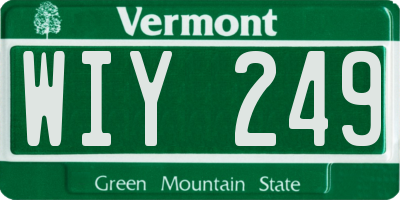 VT license plate WIY249