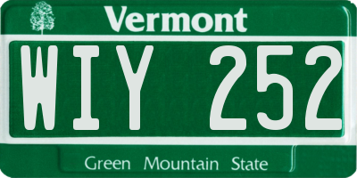 VT license plate WIY252