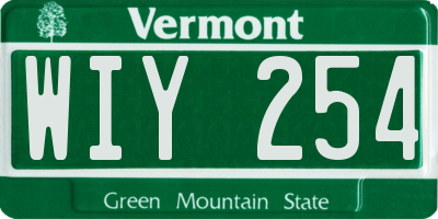 VT license plate WIY254