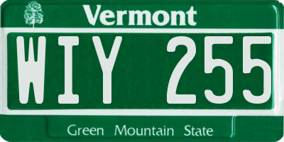 VT license plate WIY255
