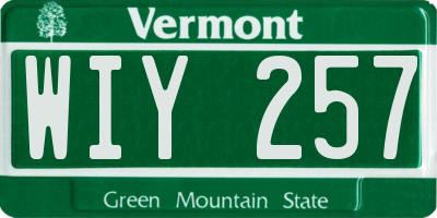 VT license plate WIY257