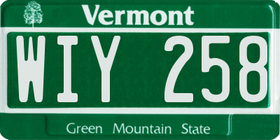 VT license plate WIY258