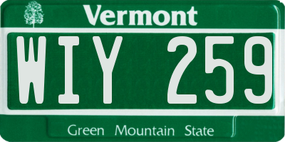 VT license plate WIY259