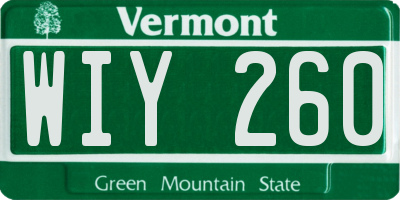 VT license plate WIY260