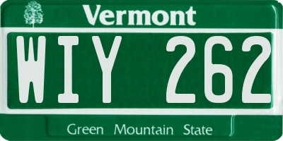 VT license plate WIY262