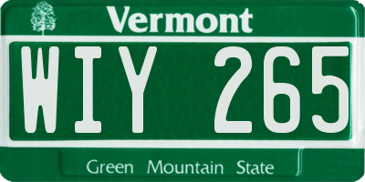 VT license plate WIY265