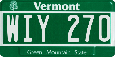 VT license plate WIY270