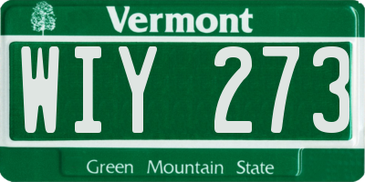 VT license plate WIY273