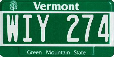 VT license plate WIY274