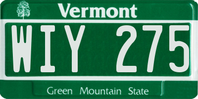 VT license plate WIY275