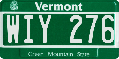 VT license plate WIY276