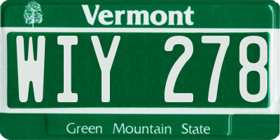 VT license plate WIY278