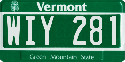 VT license plate WIY281