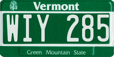 VT license plate WIY285