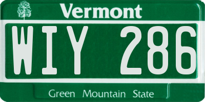 VT license plate WIY286