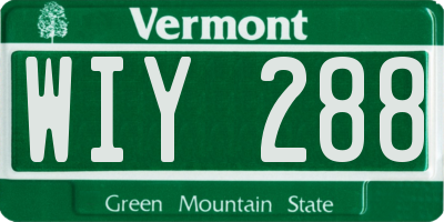 VT license plate WIY288