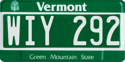 VT license plate WIY292