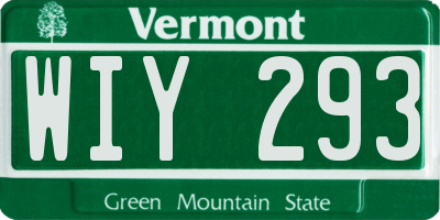 VT license plate WIY293